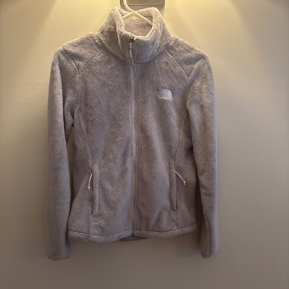 The north face women’s light gray Oslo fleece zip up jacket